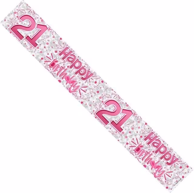 KDMD Happy 21st Birthday Foil Banner Pack of 20, Multicolour and Pink