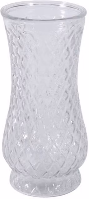 Kingsbury Gifts Textured Tulip Clear Glass Vase, Height: 21 cm