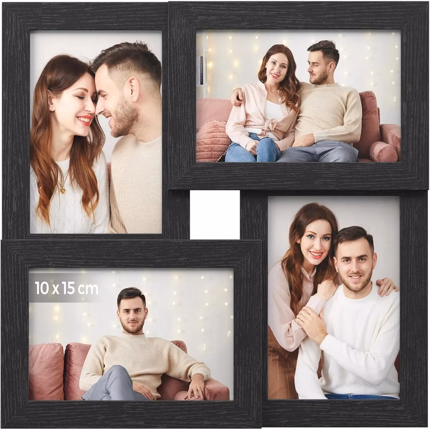 SONGMICS Multi Picture Wall Frame Set, Black Gallery Collage for 10x15 cm Photos – 4