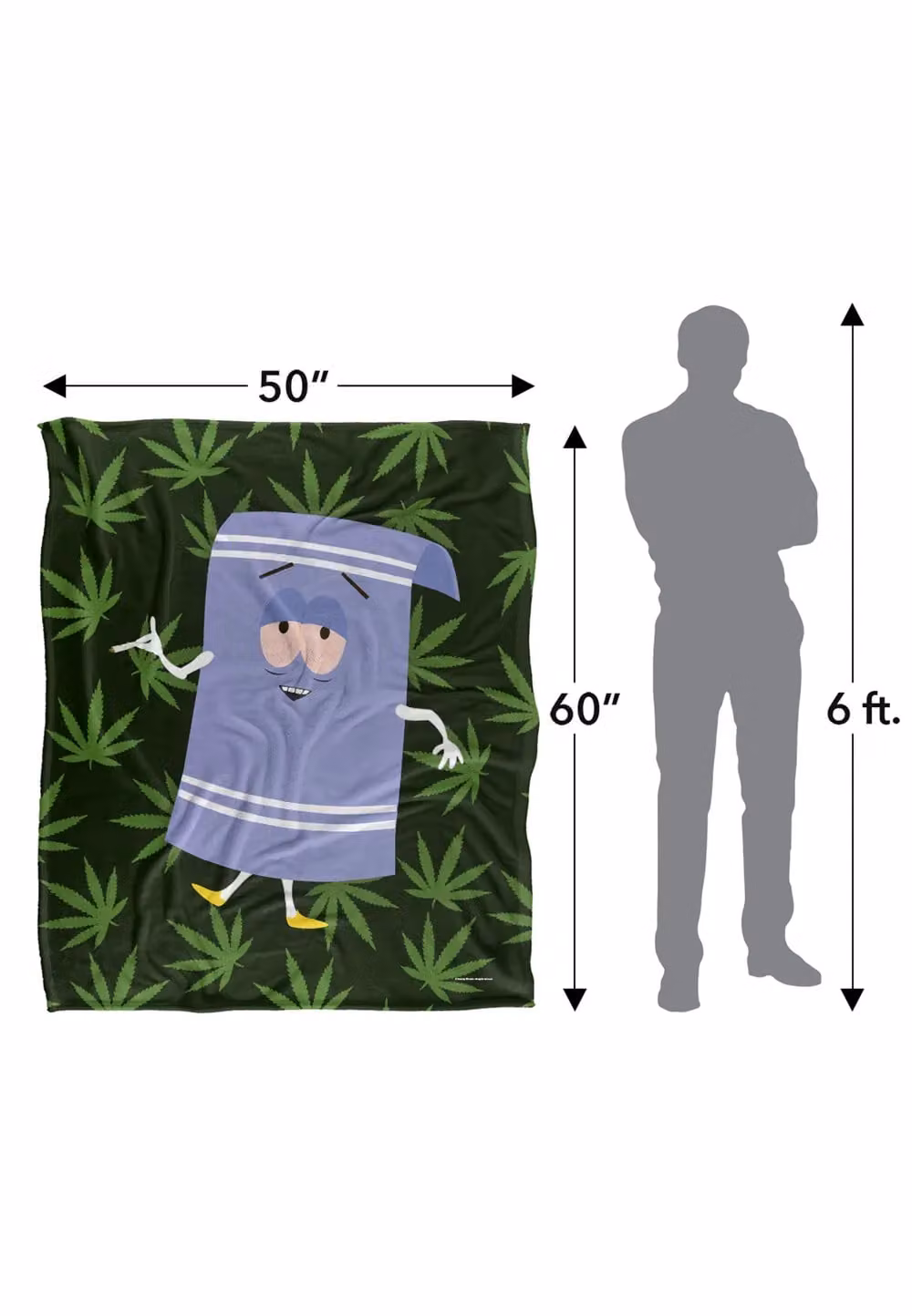 LOGOVISION South Park Towlie Pot Leaves Super Soft Microfibre Fleece Throw Blanket, W: 152 cm, D: 127 cm, Multicolour – 8