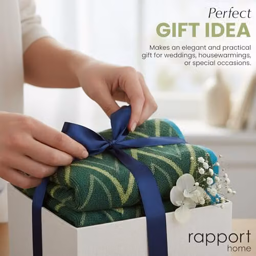 Rapport Home Helix 2-Pack Bath Towels in Green, 100% Cotton, 500gsm, W: 70 cm, L: 120 cm – 5