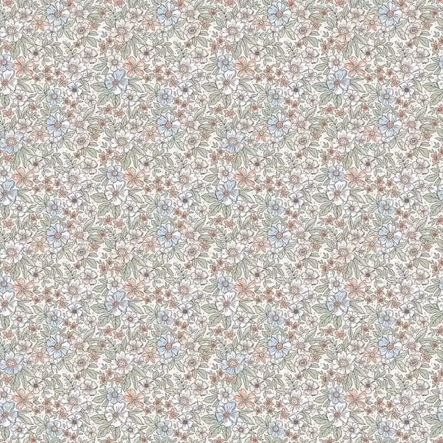 I Love Wallpaper Ditsy Gardenia Floral Wallpaper in Blue and Multicolour