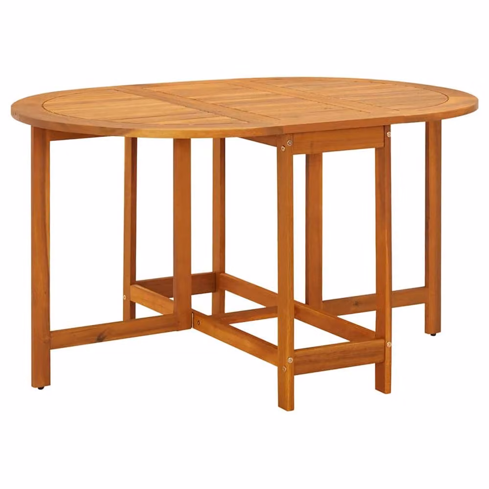 Berkfield Home Brown Solid Acacia Wood Drop Leaf Garden Table W/D/H: 130 x 90 x 72 cm