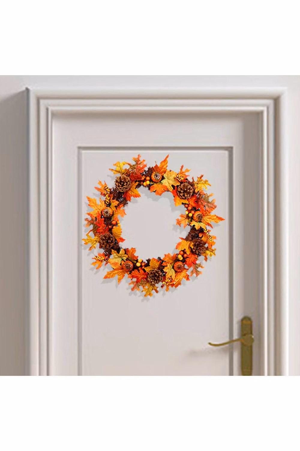 H&O Direct Orange Artificial Maple Leaf Wreath, 60 cm Diameter – 2
