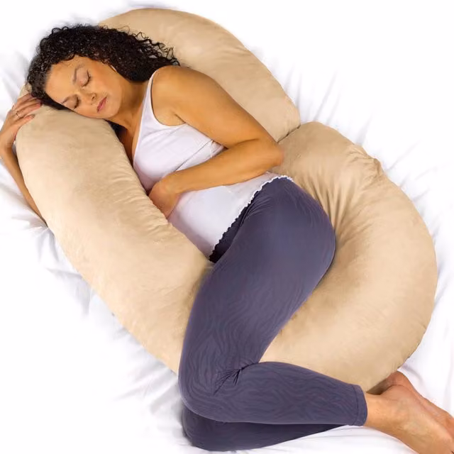 Aamira Cream C Shape Memory Foam Pregnancy Maternity Pillow, W/D/H: 140 x 65 x 20 cm – 1
