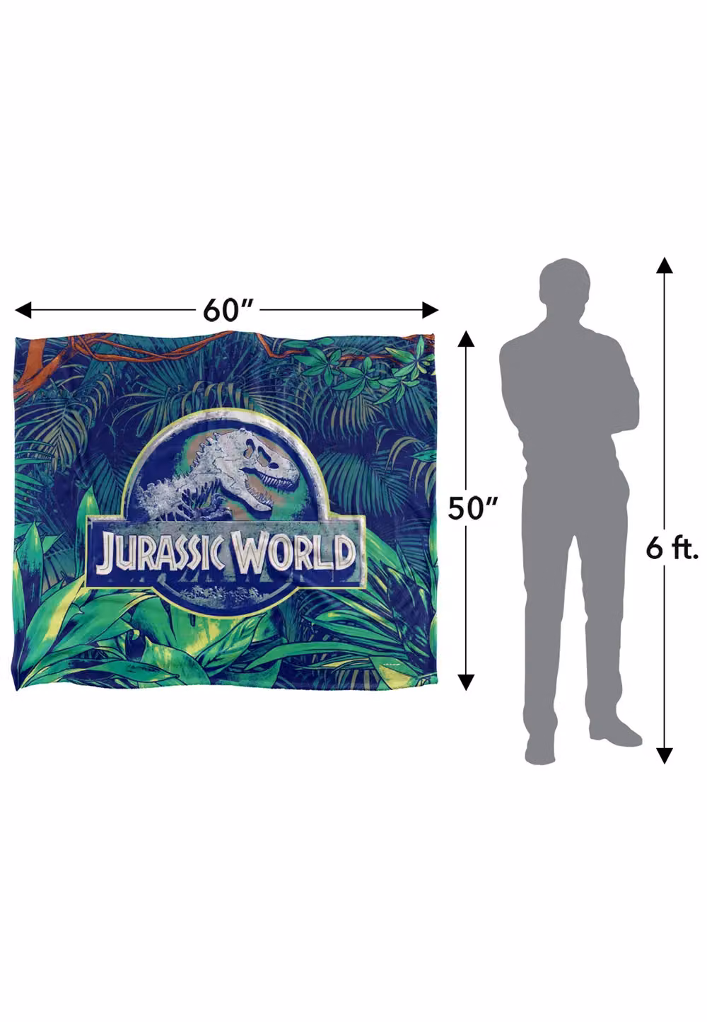 LOGOVISION Jurassic World Jungle Logo Super Soft Fleece Throw Blanket, Multicolour, W: 152 cm, D: 127 cm – 7