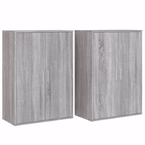 vidaXL Set of 2 Modern Grey Sonoma Sideboards in Engineered Wood W/D/H: 60 x 31 x 84 cm