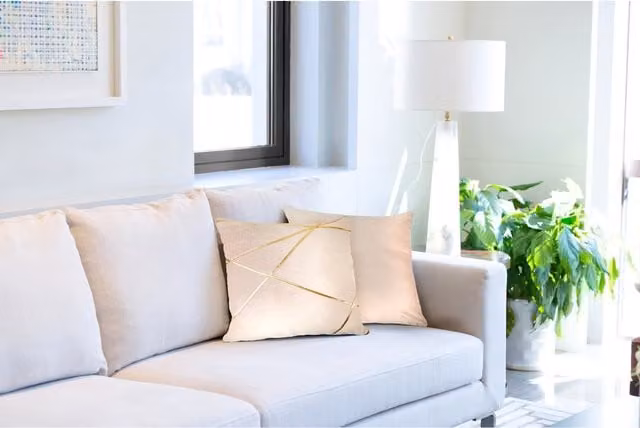 NewEdgeBlinds Vancouver Square Velvet Cushion Cover in Pink and Yellow