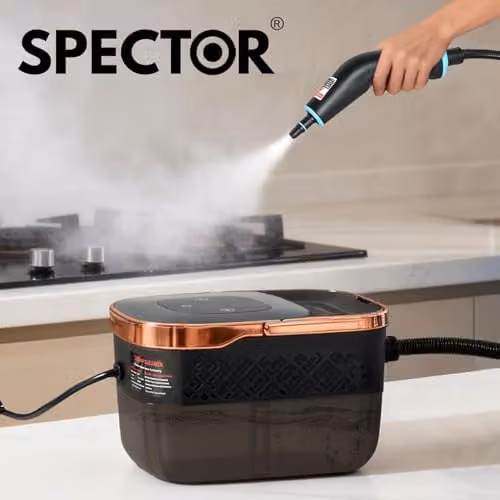 Spector Handheld Steam Cleaner in Black and Transparent with 1.6L Tank and Digital Display – 8