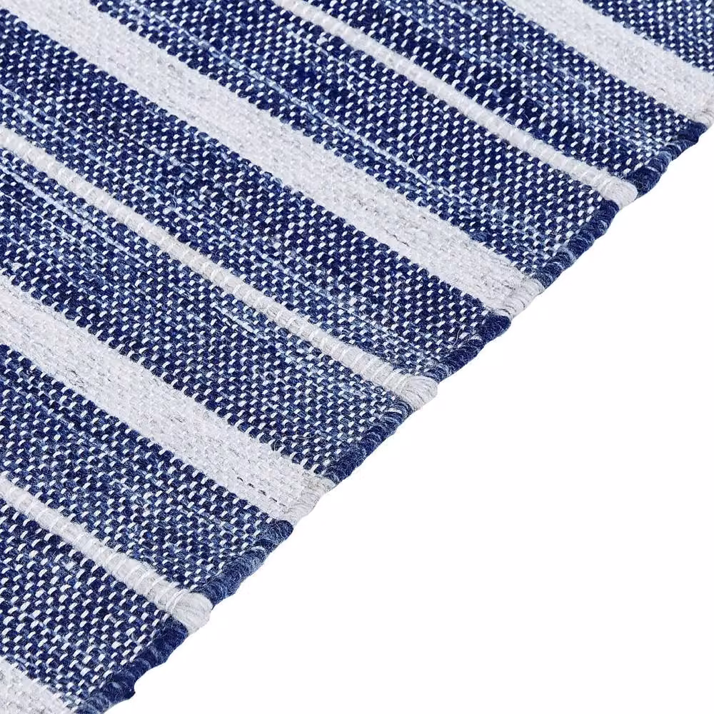 Wyld and Coco Blue Striped Handwoven Indoor/Outdoor Area Rug, W: 140 cm, D: 200 cm – 4