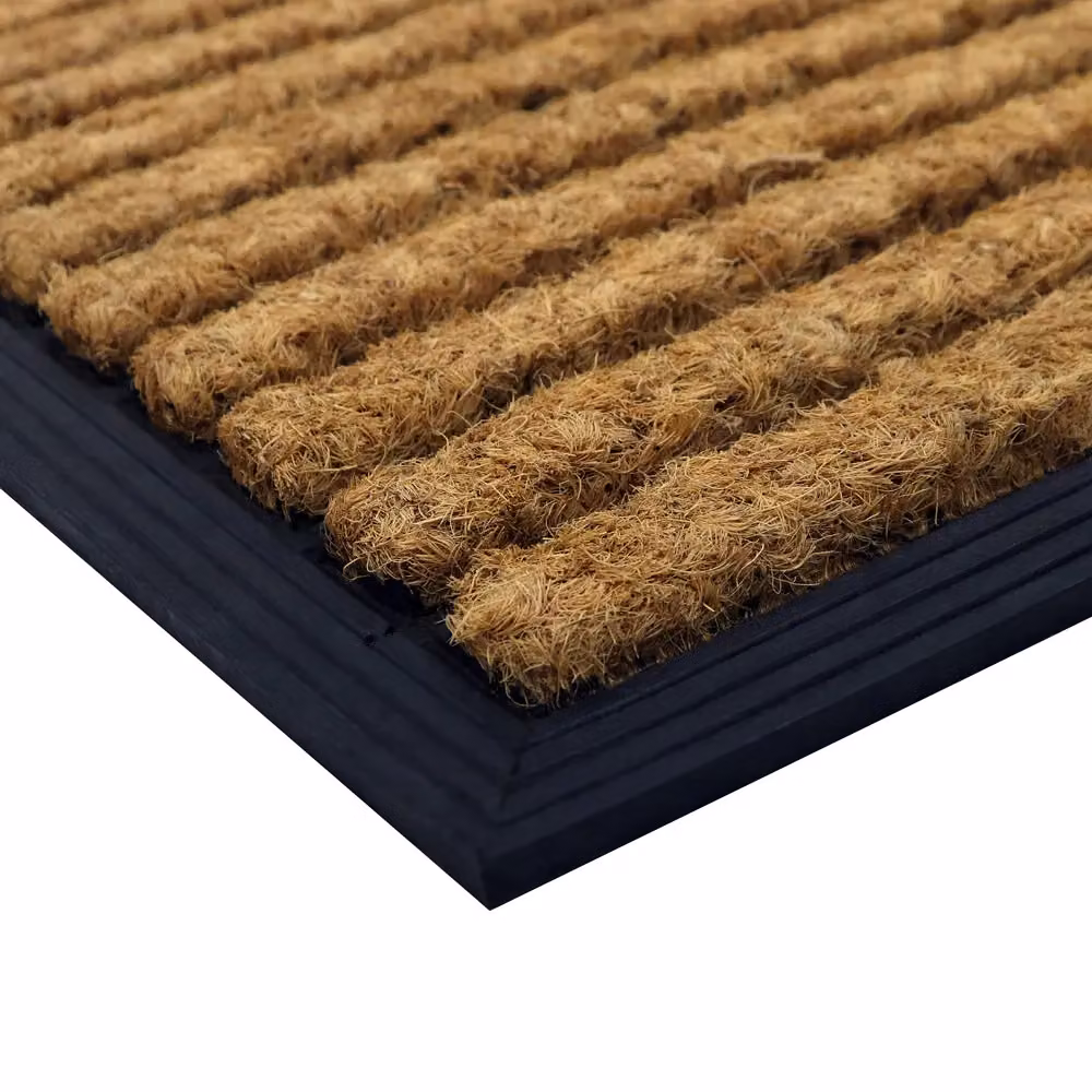 JVL Tuffscrape Coir and Rubber Backed Entrance Doormat, Brown Striped, W: 40 cm, D: 60 cm – 4
