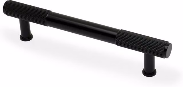 Handle & Home Matt Black Reeded End T-Bar Handle, 165mm