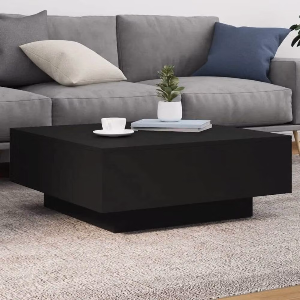 FORGEVIO Modern Black Coffee Table with LED Lights – 2
