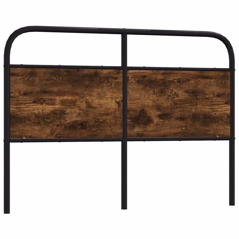 Berkfield Home Smoked Oak Headboard in Brown, Steel and Engineered Wood, Width: 135 cm – 2