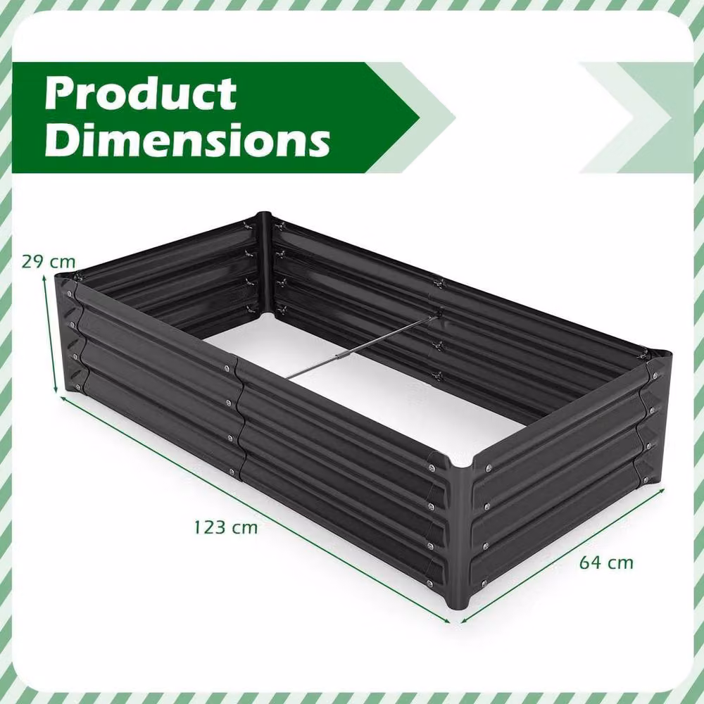 Kelvenix Large Corrugated Raised Planting Bed in Anthracite Grey, Galvanised Steel – 2