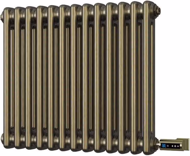 Alpha 2 Column Electric Radiator in Antique Brass with App Control and WiFi
