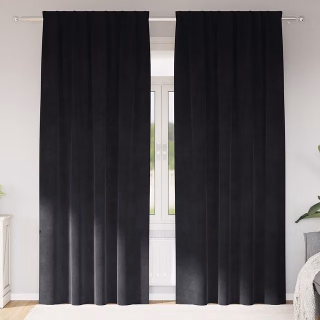 Berkfield Home Blackout Velvet Curtains in Black, 2 Pack, W/H: 140 x 260 cm – 1
