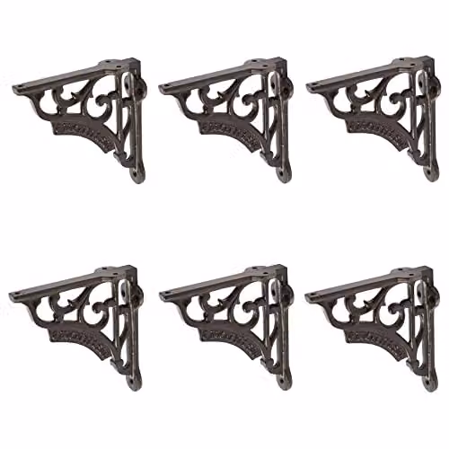 Hammer and Tongs Ornate Matt Black Iron Shelf Bracket, Pack of 6 – 1