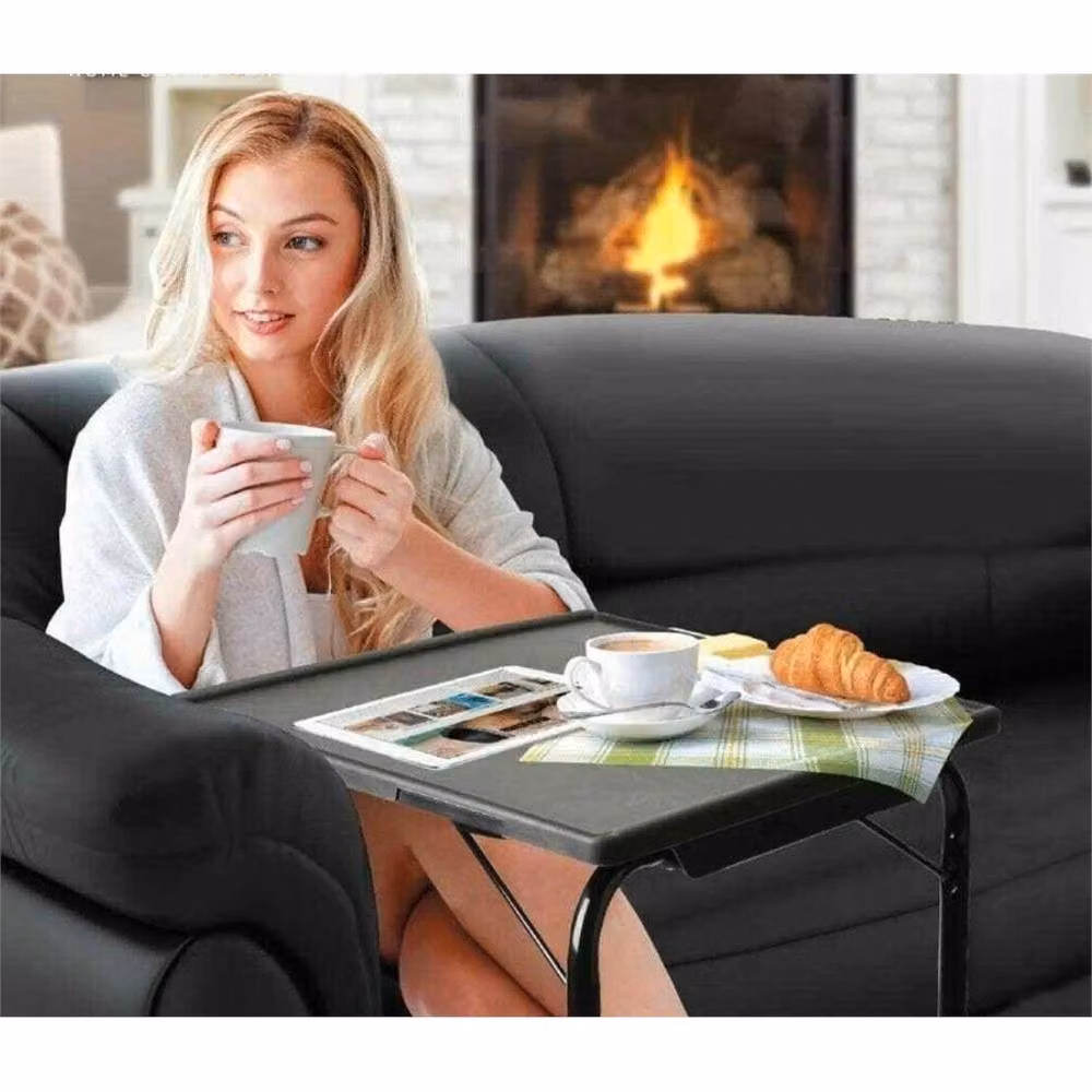 Nordara Black Adjustable Folding Rectangular Table with Sled Base, W/D/H: 73 x 55 x 52 cm – 2