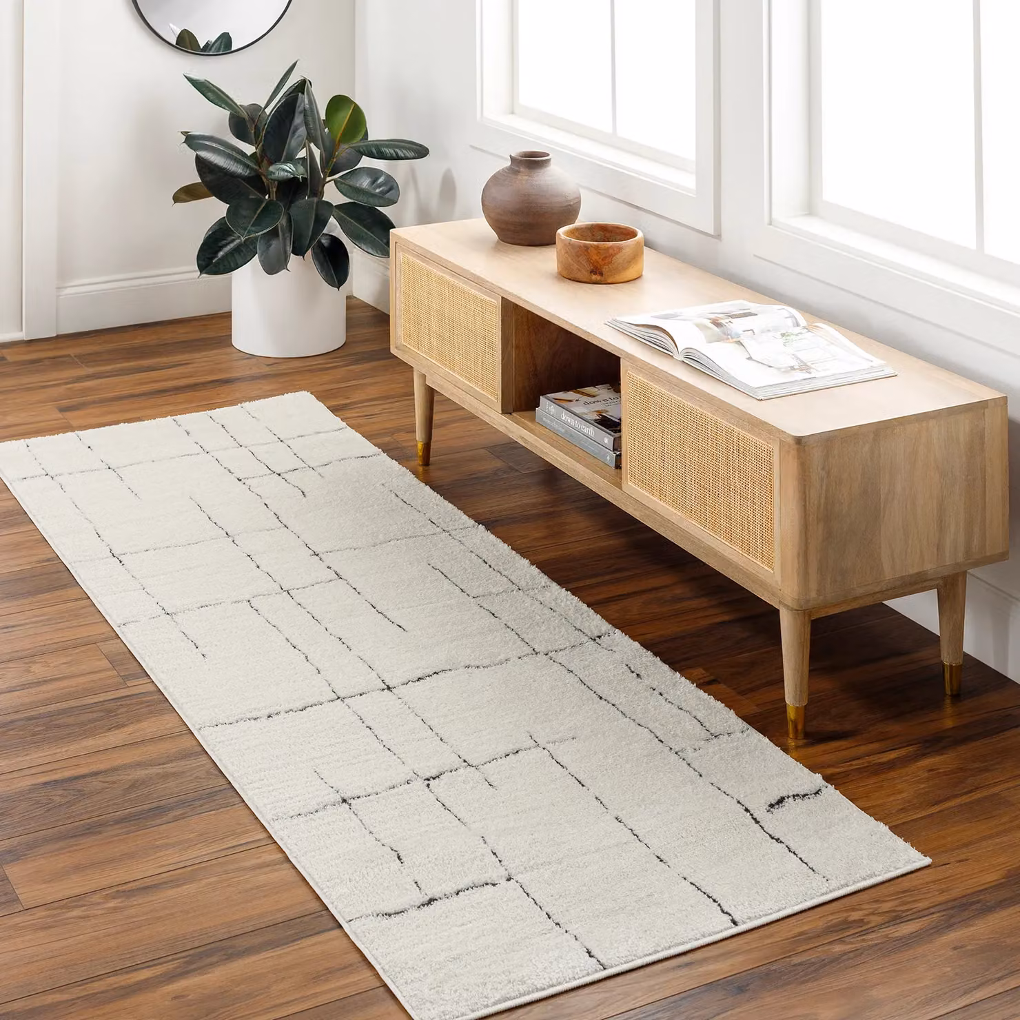 Livabliss Freud Modern Geometric High Pile Rug in Black, Brown and White, W: 160 cm, D: 215 cm – 3