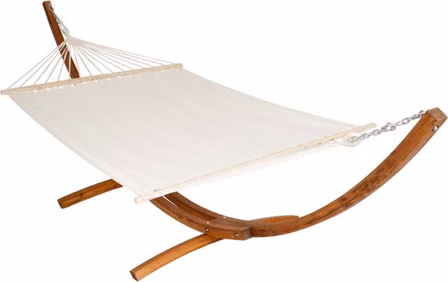 tectake Standing Hammock with Wooden Frame and Stand, XXL, White