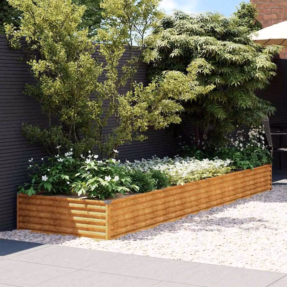 Berkfield Home Garden Raised Bed in Brown Corten Steel, W/D/H: 387 x 100 x 36 cm – 2