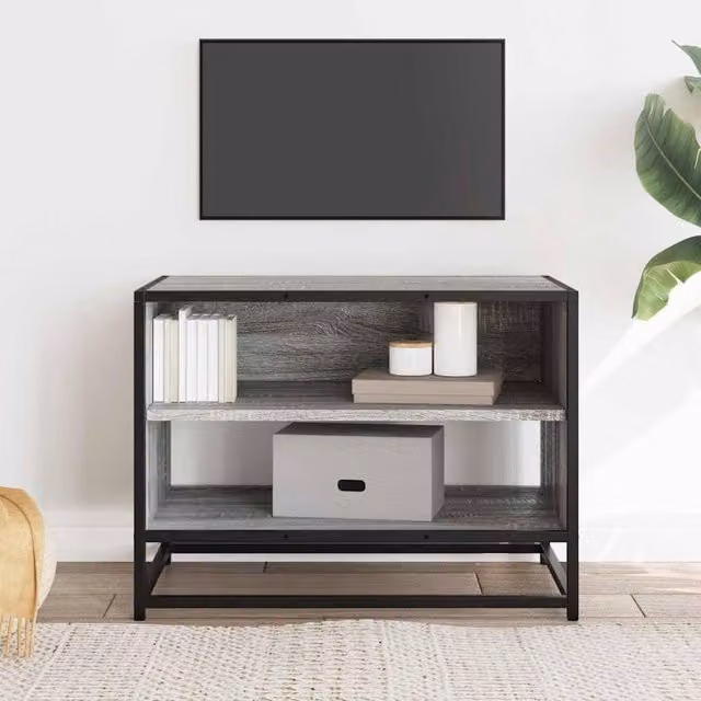 Berkfield Home Grey Sonoma TV Cabinet in Engineered Wood and Metal, W/D/H: 61 x 40 x 46 cm