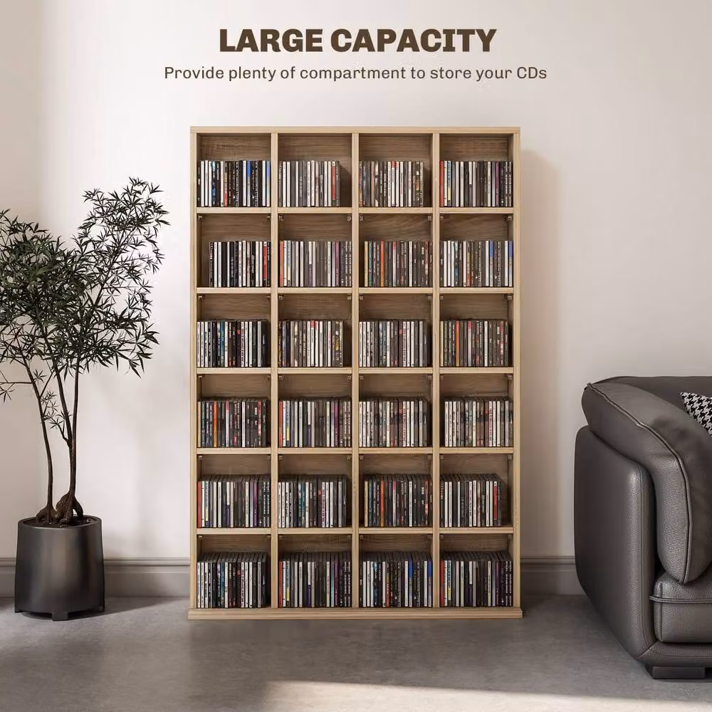 Wyld Haus Sifato Natural Wood CD Storage Cabinet, Brown, W/H: 89 x 130.5 cm – 7