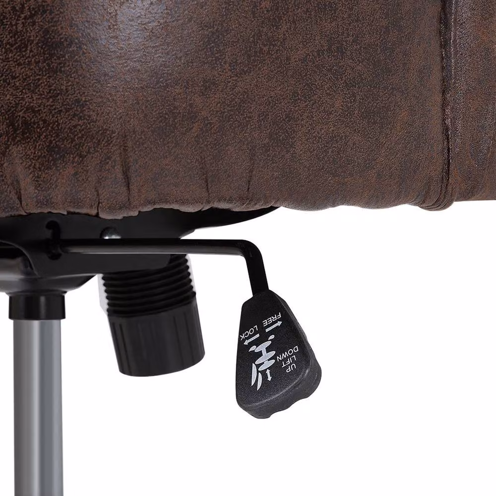 Garden Sanctuary Brown PU Leather Chesterfield Buttoned Swivel Office Chair – 9