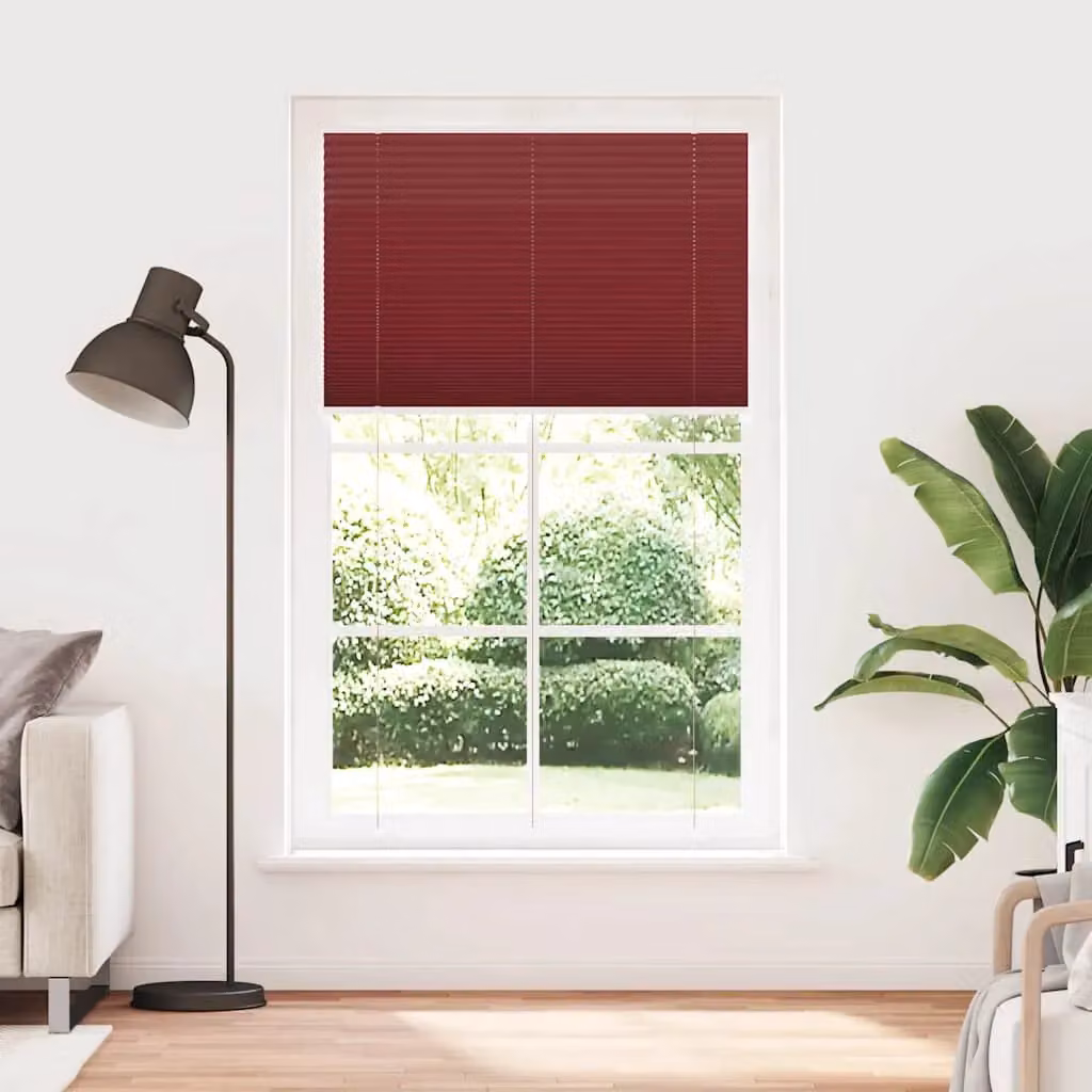 Berkfield Home Single Pleat Corded Blind in Bordeaux Red, W: 120 cm, H: 200 cm, Semi-Transparent Polyester Fabric – 2