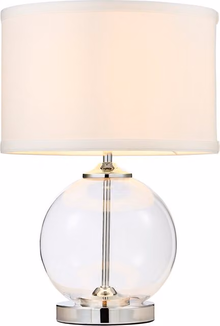 Litecraft Rhonda Globe Table Lamp in Chrome and Silver with Glass Sphere, Diameter: 28 cm