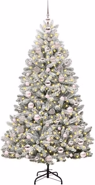 Berkfield Home Elegant Artificial Christmas Tree in Green and White, Height: 180 cm