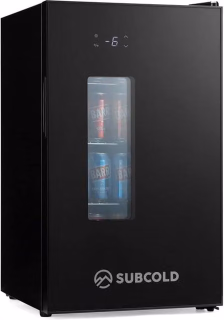 Subcold Apex70 SUB-ZERO Beer Fridge in Black with Compressor and Glass Door, Freestanding, W/D/H: 43 x 60 x 74 cm