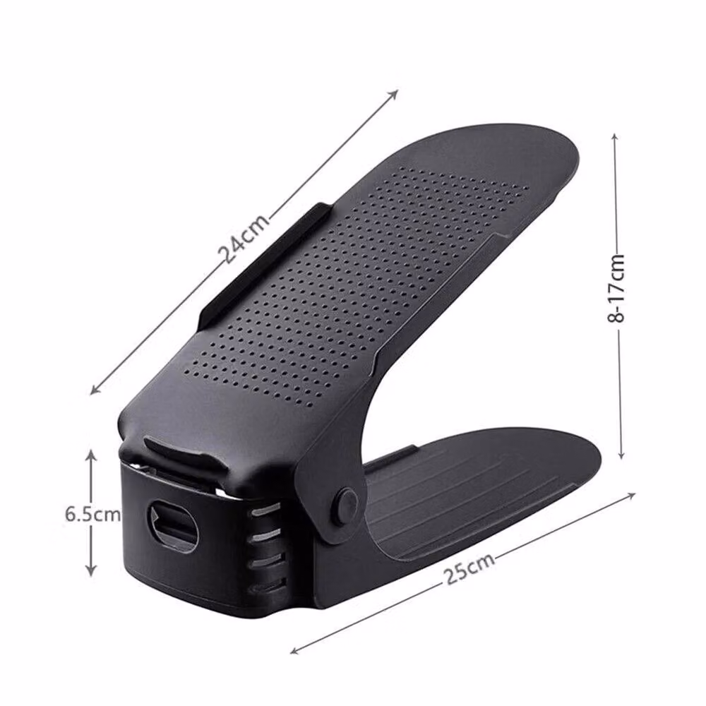 Nordara Black Adjustable 12-Slot Shoe Organiser Rack Space Saver – 2