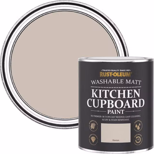 Rust-Oleum Chalky Kitchen Cupboard Paint in Hessian Dead Matt Beige and Yellow