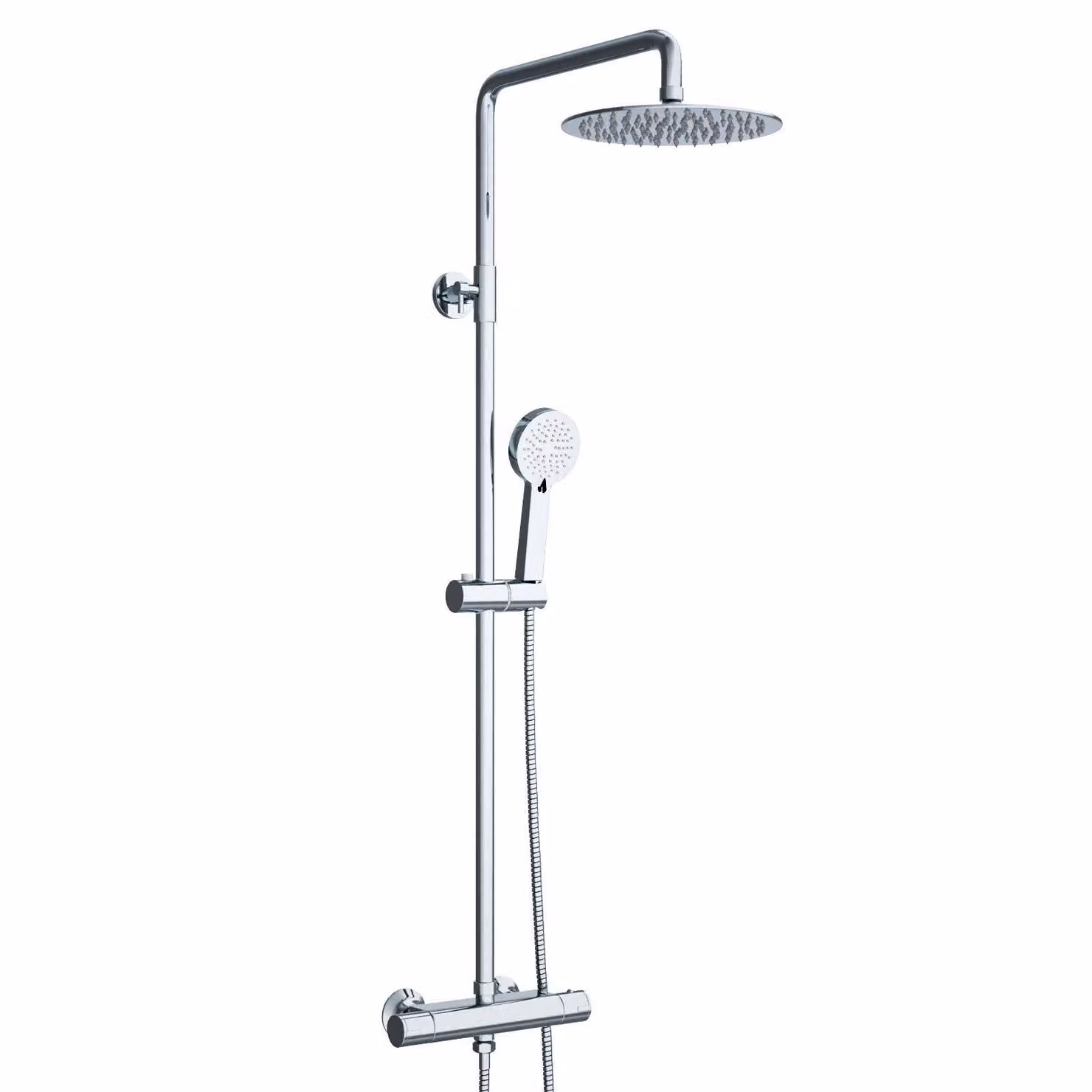 Nes Home Modern Round Exposed 2 Way Thermostatic Mixer Shower Set in Silver – 3