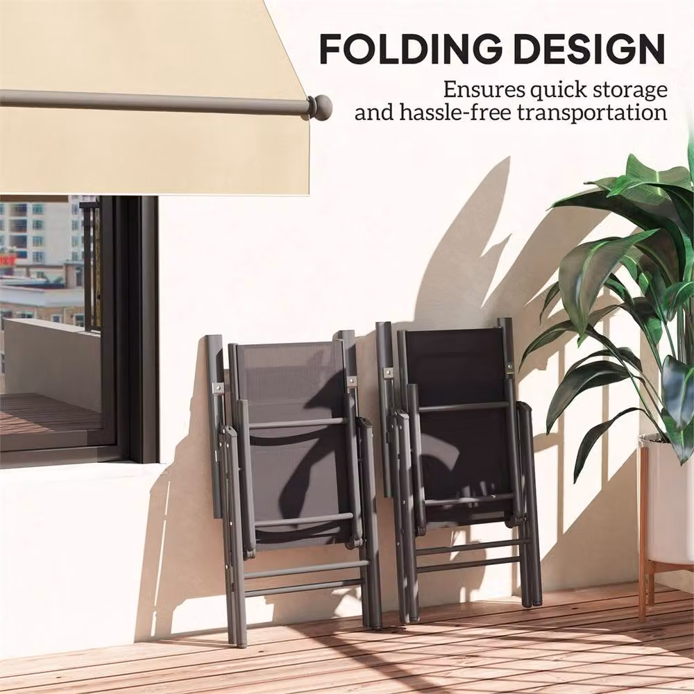 EONLION Set of 2 Modern Anthracite Grey Folding Garden Chairs in Matt Aluminium – 4