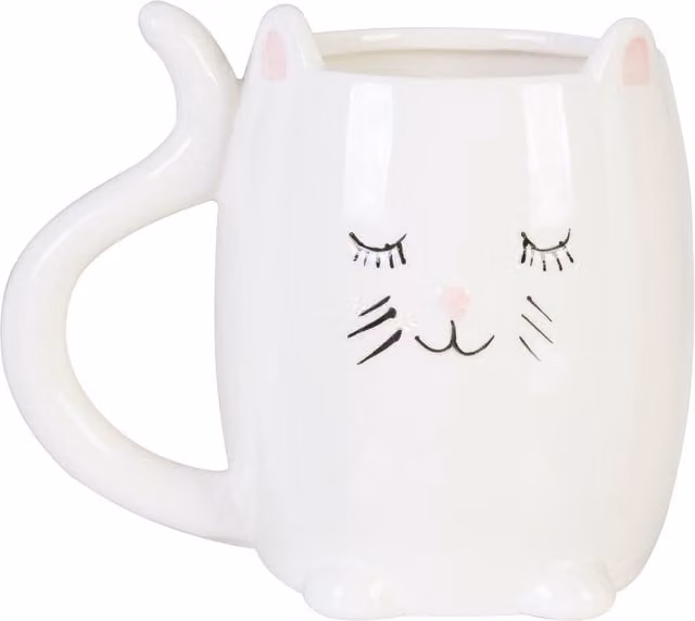 Orsina Elegant Design Ceramic Cat Mug in White