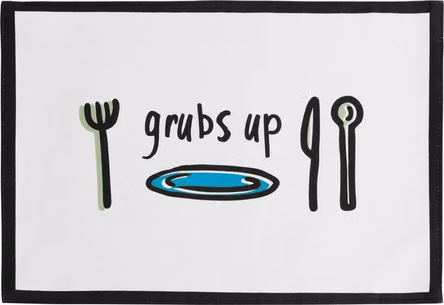 Orsina Doodle Grubs Up Set of Four Cotton Placemats, Multicolour and White – 2