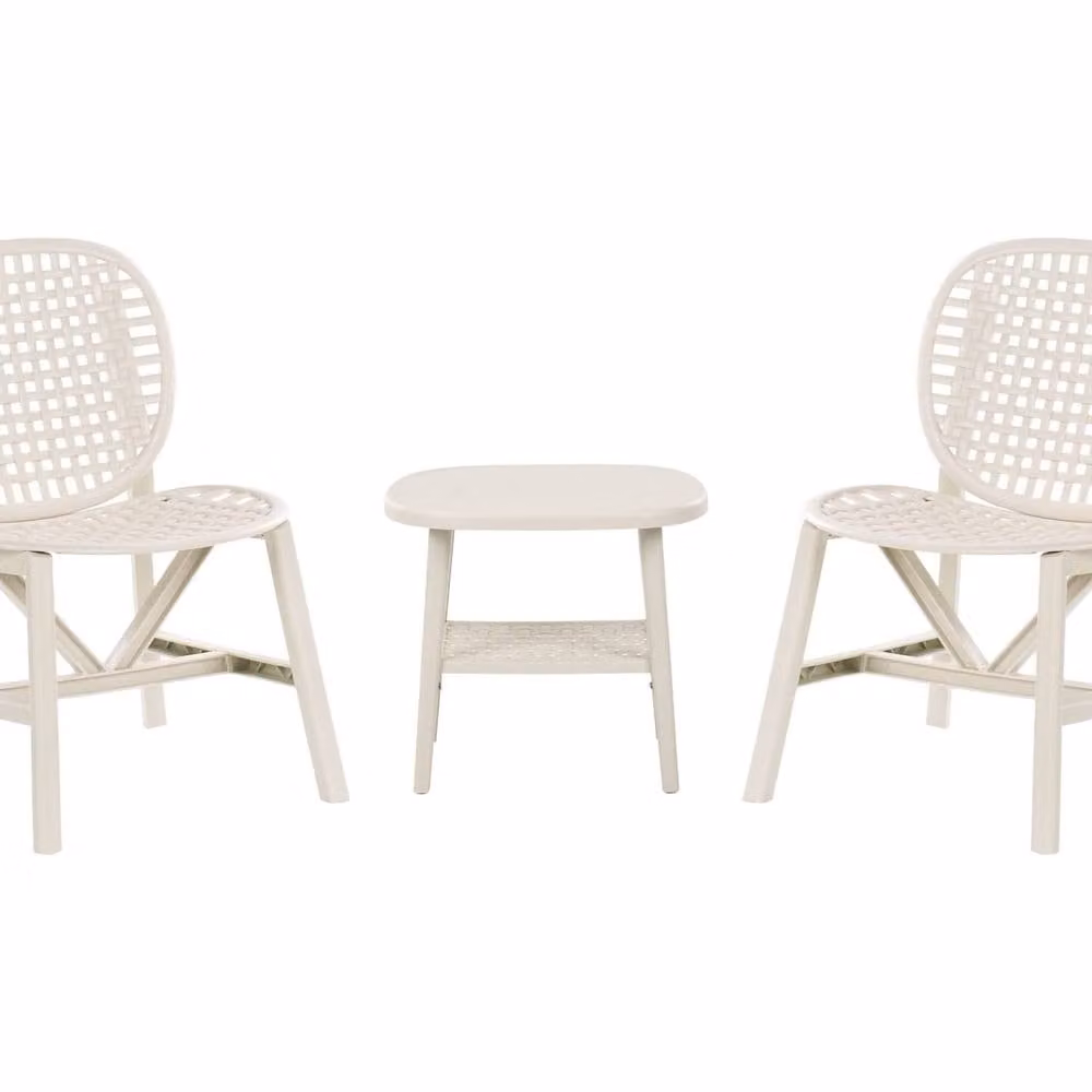 Wyld and Coco White Modern Bistro Set with Table and Two Chairs – 2