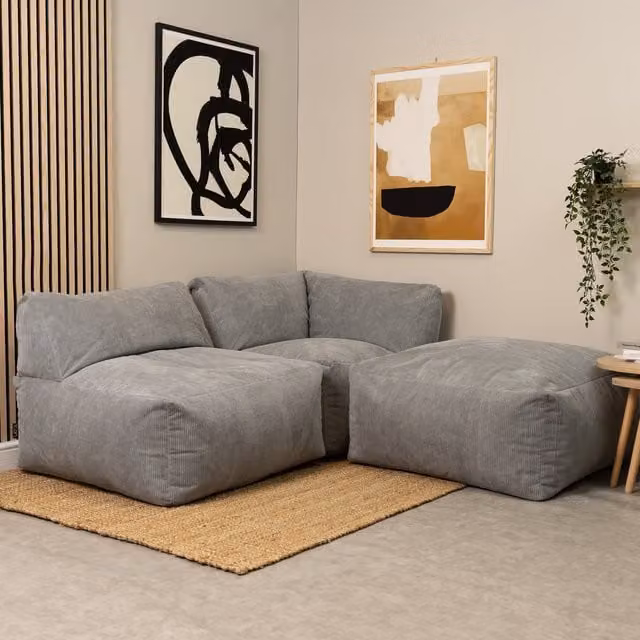 icon Tetra Fine Cord Reliner Section for Floor Sofa in Charcoal Grey, 10kg