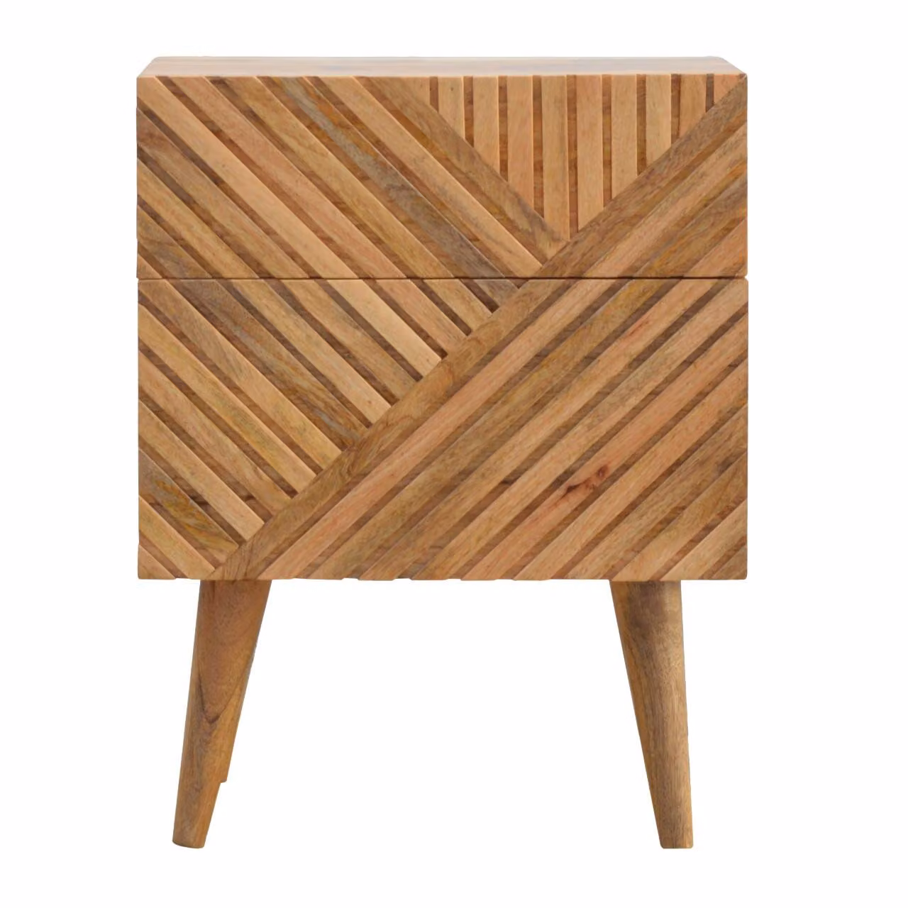 Aosom UK Solid Wood 2-Drawer Bedside Table with Zig-Zag Geometric Front in Brown, W/D/H: 45 x 35 x 58 cm – 2