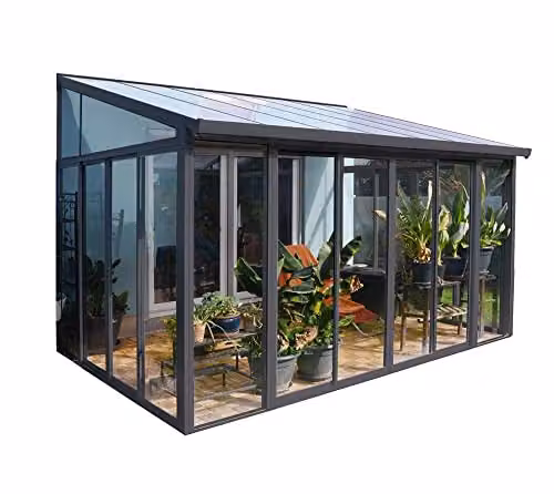 Palram Canopia SanRemo Grey Lean-to Pent Conservatory with Sliding Doors – 1