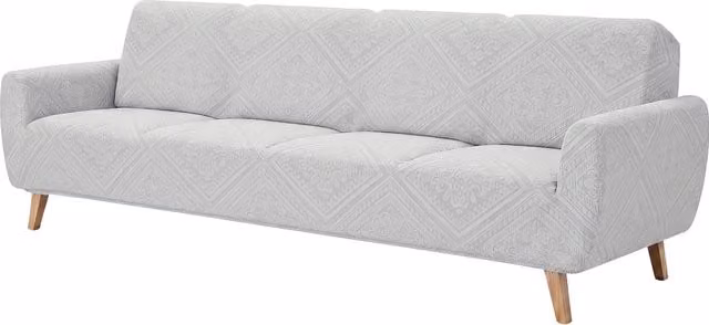 Livingandhome High Stretch Anti-slip Jacquard Sofa Cover with Foam Rods, Silver Grey, 235 cm