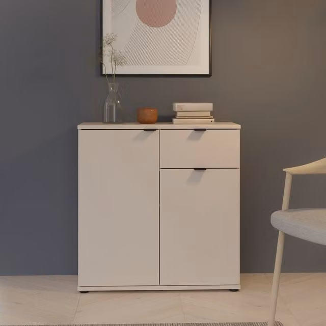 Furniture To Go Ganymede Modern 2 Door Cupboard with Drawer in Sand and Grey
