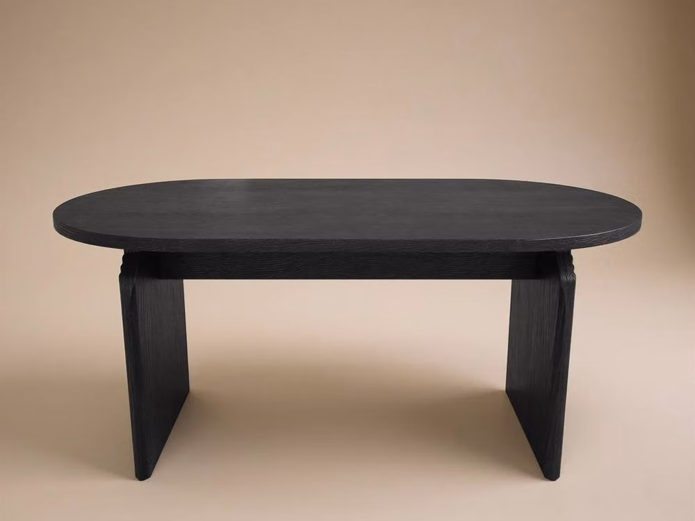 Solace+Co Varm Black Oval Wood Dining Table and Bench Set – 3