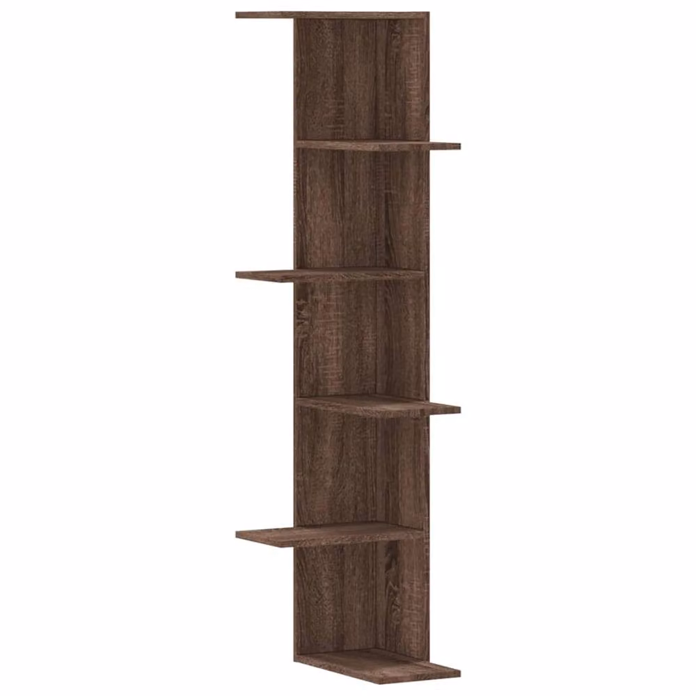 Berkfield Home Wall Mounted Corner Shelf in Brown Oak, W/D/H: 36.5 x 36.5 x 140 cm – 2
