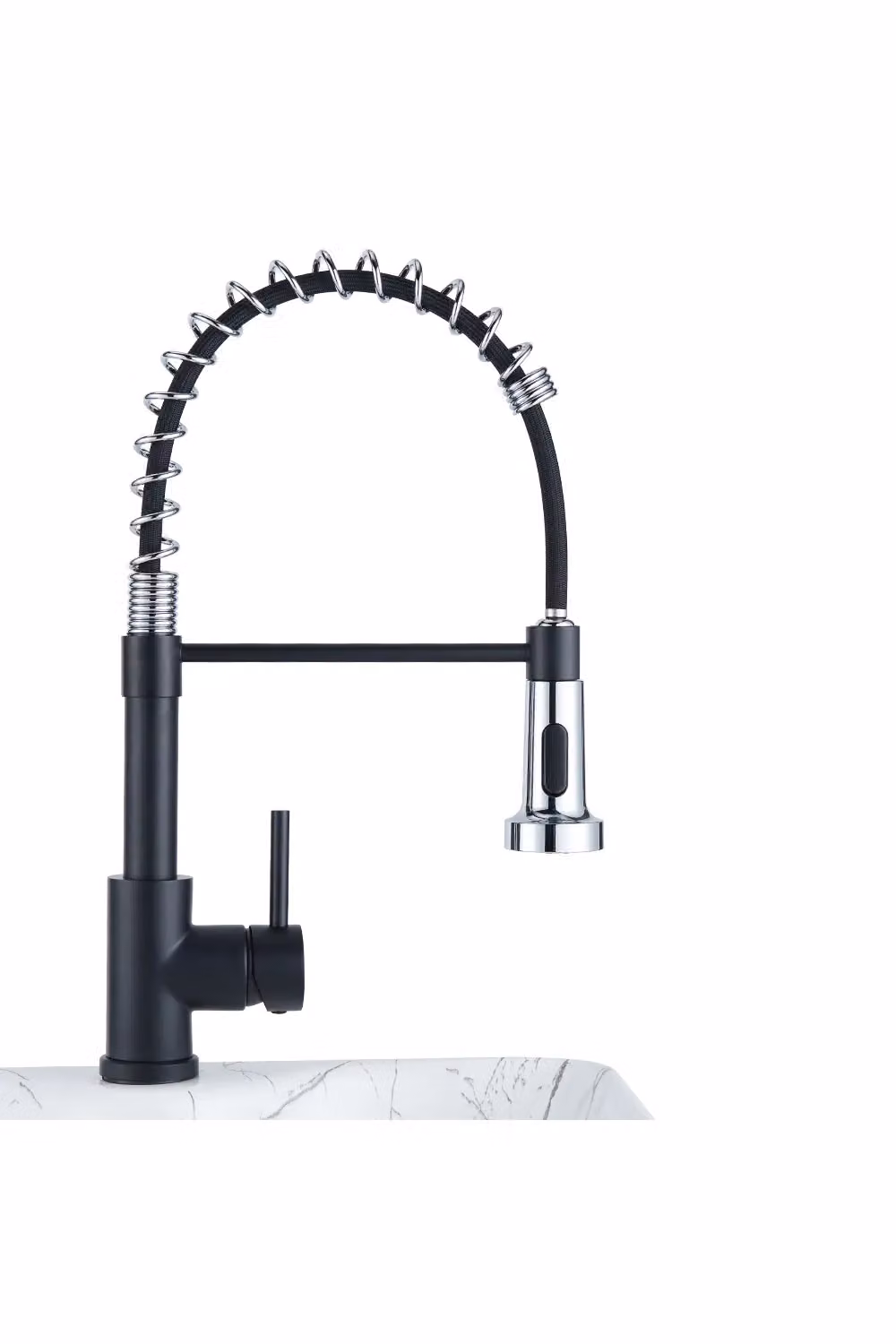 H&O Direct Stainless Steel Swivel Pull Out Kitchen Faucet in Matt Black – 3