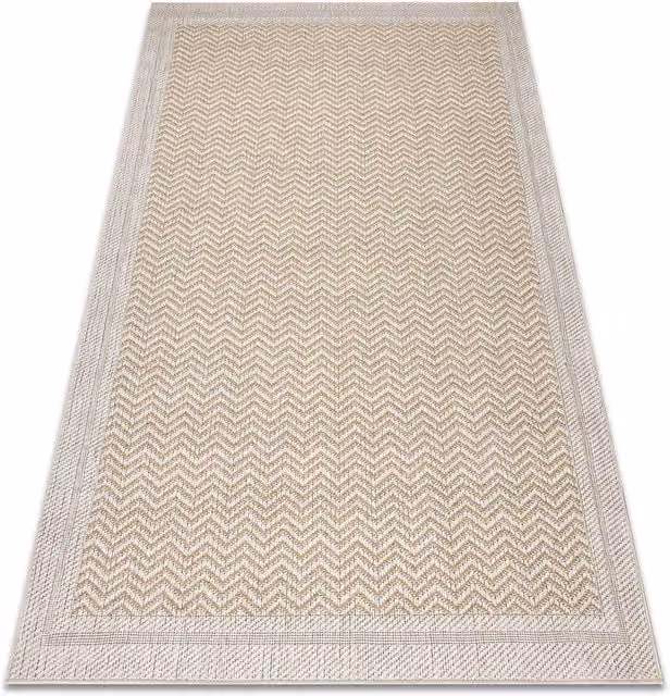RugsX Origi Herringbone Flat Weave Rug in Yellow and Beige, W: 78 cm x L: 150 cm – 1