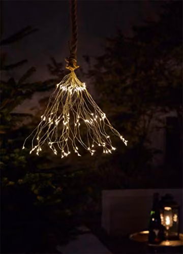 Luxform Battery Operated Warm White LED Hemp Rope Branch Light with Timer, Brown, IP44 – 1